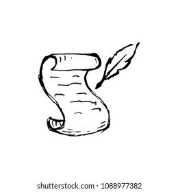 Handdrawn scroll doodle icon. Hand drawn black sketch. Sign symbol. Decoration element. White background. Isolated. Flat design. Vector illustration.