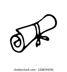 Handdrawn scroll doodle icon. Hand drawn black sketch. Sign symbol. Decoration element. White background. Isolated. Flat design. Vector illustration.