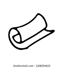 Handdrawn scroll doodle icon. Hand drawn black sketch. Sign symbol. Decoration element. White background. Isolated. Flat design. Vector illustration.