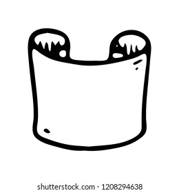 Handdrawn scroll doodle icon. Hand drawn black sketch. Sign symbol. Decoration element. White background. Isolated. Flat design. Vector illustration.