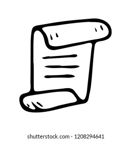 Handdrawn scroll doodle icon. Hand drawn black sketch. Sign symbol. Decoration element. White background. Isolated. Flat design. Vector illustration.