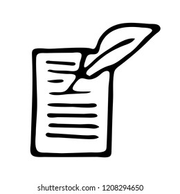 Handdrawn scroll doodle icon. Hand drawn black sketch. Sign symbol. Decoration element. White background. Isolated. Flat design. Vector illustration.