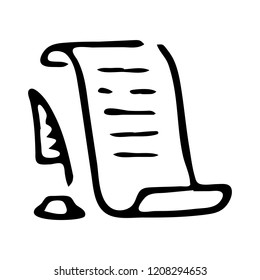 Handdrawn scroll doodle icon. Hand drawn black sketch. Sign symbol. Decoration element. White background. Isolated. Flat design. Vector illustration.
