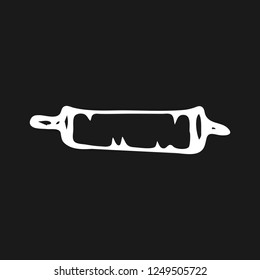 Handdrawn scroll doodle icon. Hand drawn whit sketch. Sign symbol. Decoration element. Black background. Isolated. Flat design. Vector illustration.