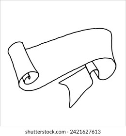 Hand-Drawn Scroll Doodle With Unfurling Ends on a White Background