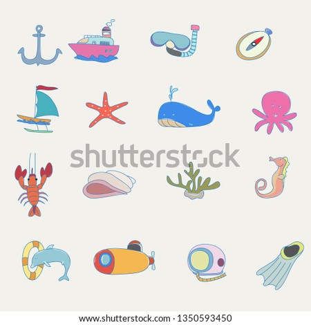 handdrawn sea clipart pack
