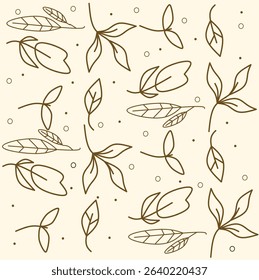 Hand-drawn seamless botanical doodle pattern