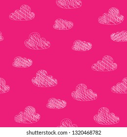 Hand-drawn seamless cloud pattern. Vector pattern.