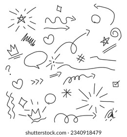 Handgezeichnet nahtlose doodle-Illustration. Vektorset verschiedener Kronen, Herzen, Sterne.
