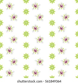 Hand-drawn seamless flower pattern. Abstract simple flowers, roses and leaves. Floral vintage background for textile, cover, wallpaper, gift packaging, printing, scrapbooking.