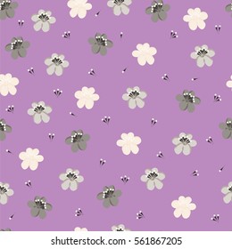 Hand-drawn seamless flower pattern. Abstract simple flowers on a pink background. Floral vintage background for textile, cover, wallpaper, gift packaging, printing, scrapbooking.