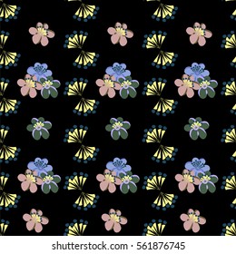 Hand-drawn seamless flower pattern. Abstract simple flowers. Floral vintage background for textile, cover, wallpaper, gift packaging, printing, scrapbooking.