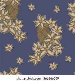 Hand-drawn seamless flower pattern with clematis. Floral romantic background for textile, cover, wallpaper, gift packaging, printing, scrapbooking.