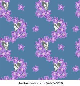 Hand-drawn seamless flower pattern with clematis . Floral vintage background for textile, cover, wallpaper, gift packaging, printing, scrapbooking.