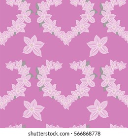 Hand-drawn seamless flower pattern with clematis. Floral romantic background for textile, cover, wallpaper, gift packaging, printing, scrapbooking.