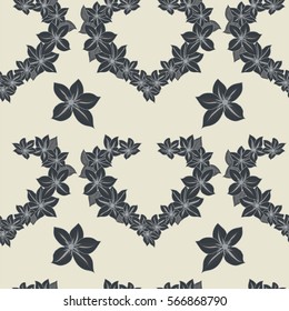Hand-drawn seamless flower pattern with clematis. Floral romantic background for textile, cover, wallpaper, gift packaging, printing, scrapbooking.