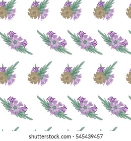 Hand-drawn seamless flower pattern with cute little flowers. Floral vintage background for textile, cover, wallpaper, gift packaging, printing, scrapbooking.