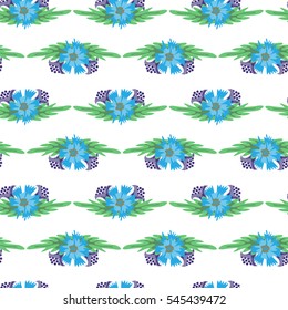 Hand-drawn seamless flower pattern with cute little flowers. Floral vintage background for textile, cover, wallpaper, gift packaging, printing, scrapbooking.