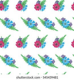 Hand-drawn seamless flower pattern with cute little flowers. Floral vintage background for textile, cover, wallpaper, gift packaging, printing, scrapbooking.