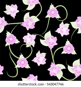 Hand-drawn seamless flower pattern .. Exotic flowers and curly branches. Floral vintage background for textile, cover, wallpaper, gift packaging, printing, scrapbooking.