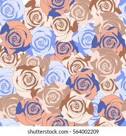 Hand-drawn seamless flower pattern with roses . Floral vintage background for textile, cover, wallpaper, gift packaging, printing, scrapbooking.