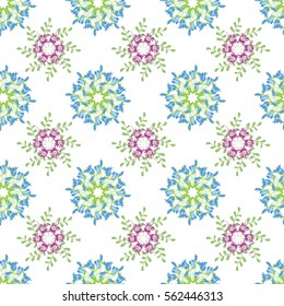  Hand-drawn seamless flower pattern. Wreath of bluebell. Floral vintage background for textile, cover, wallpaper, gift packaging, printing, scrapbooking.
