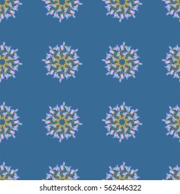  Hand-drawn seamless flower pattern. Wreath of bluebell. Floral vintage background for textile, cover, wallpaper, gift packaging, printing, scrapbooking.