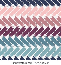 Hand-drawn seamless geometric pattern with colorful grunge texture. Multi-colored chevron pattern on  white background. Vector background for printing on fabric, gift wrapping, covers, wallpapers.