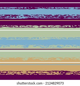 Hand-drawn seamless geometric pattern with colorful grunge texture. Multi-colored striped background. Vector background for printing on fabric, gift wrapping, covers, wallpapers