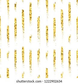 Hand-drawn seamless gold vector pattern. Abstract texture with short lines isolated on white. Seamless repeatable doodle style design. Golden grunge strokes