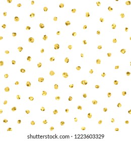 Hand-drawn seamless gold vector texture. Abstract background with paint dots isolated on white. Seamless repeatable doodle style design.
