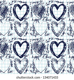 Hand-drawn seamless heart pattern