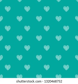 Hand-drawn seamless heart pattern with cute objects. Vector pattern.