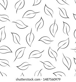 Hand-drawn seamless natural pattern leaf contours for textiles, wallpaper and advertising