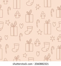 Hand-drawn seamless New Year pattern. Christmas pastel pattern. Suitable for various festive decoration