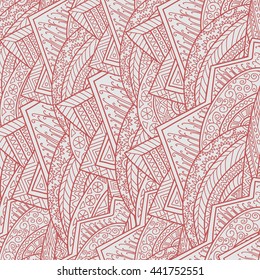 Hand-drawn seamless pattern of abstract geometric elements. 
Monochrome range.
