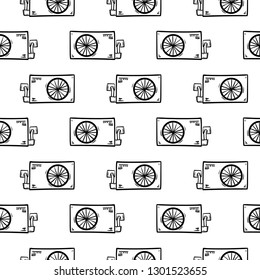 Handdrawn seamless pattern air conditioning doodle icon. Hand drawn black sketch. Sign symbol. Decoration element. White background. Isolated. Flat design. Vector illustration.