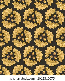 Hand-drawn seamless pattern with autumn leaves. Colorful seasonal illustration for paper and gift wrap. Fabric print design. Creative stylish background.