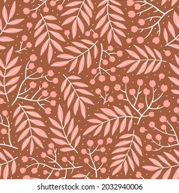 Hand-drawn seamless pattern with autumn leaves. Colorful seasonal illustration for paper and gift wrap. Fabric print design. Creative stylish background.
