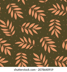 Handgezeichnet nahtloses Muster mit Herbstblättern. Farbige saisonale Illustration für Papier und Geschenkverpackung. Stoffdruck-Design. Kreativer, stylischer Hintergrund.
