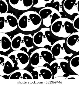 Hand-drawn seamless pattern background with panda