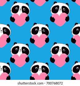 Hand-drawn seamless pattern background with panda