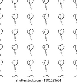 Handdrawn seamless pattern balloon doodle icon. Hand drawn black sketch. Sign symbol. Decoration element. White background. Isolated. Flat design. Vector illustration.