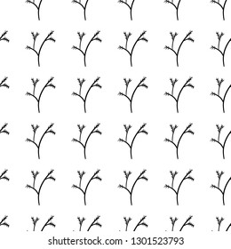 Handdrawn seamless pattern branch doodle icon. Hand drawn black sketch. Sign symbol. Decoration element. White background. Isolated. Flat design. Vector illustration.