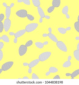 Hand-drawn Seamless Pattern with Cacti in Pastel Color Design. Creative Background for Wallpaper, Paper, Postcard, Fabric, Textile, Tile or Your Project. Cactus Isolated.