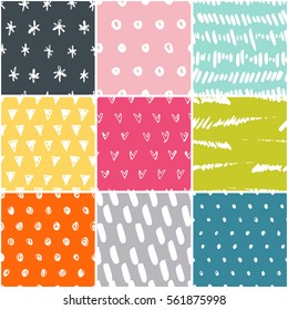 Handdrawn seamless pattern collection. Simple texture for backround, fabric or other types of design.