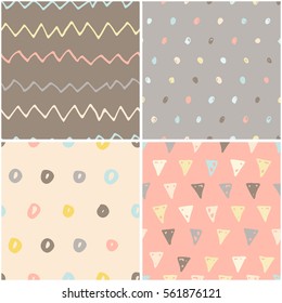 Handdrawn seamless pattern collection. Simple texture for backround, fabric or other types of design.