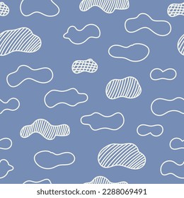 Hand-drawn seamless pattern with cute clouds. Hand Drawn Vector Illustration. Nursery Wall Art for Baby Boy And Baby Girl. Great for Textile, Fabric Prints, Wrapping Paper.