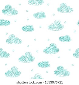 Hand-drawn seamless pattern with cute objects. Vector pattern.