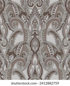 Hand-drawn Seamless Pattern Design, Paisley Style